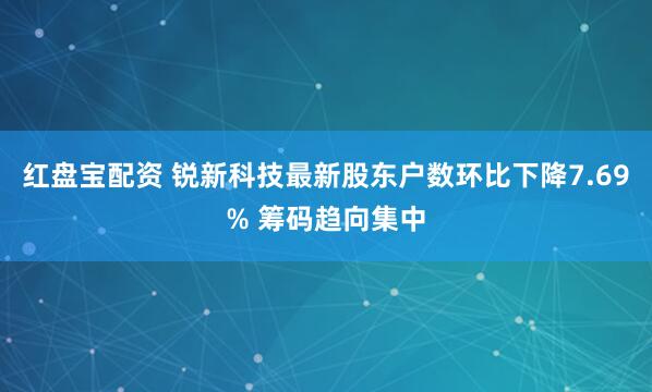 红盘宝配资 锐新科技最新股东户数环比下降7.69% 筹码趋向集中